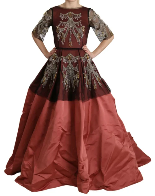 Dolce & Gabbana Women's Elegant Crystal Embellished Silk Gown