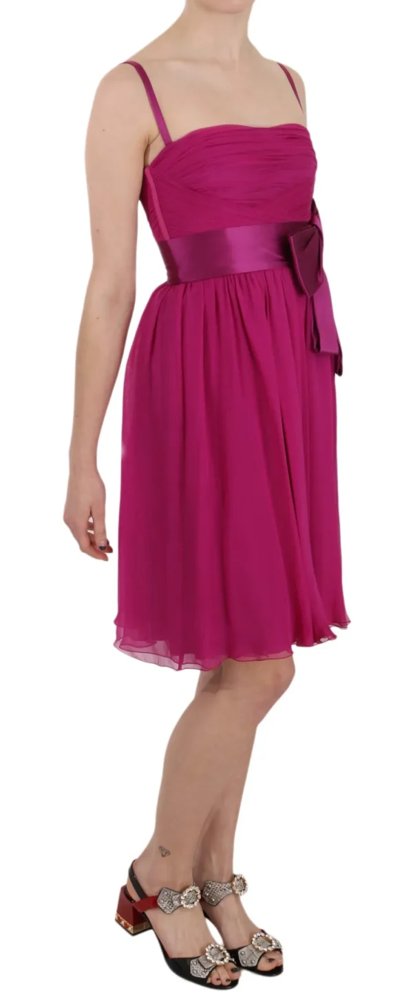 Dolce & Gabbana Women's Elegant Fuchsia Pink Silk Bow Front Dress