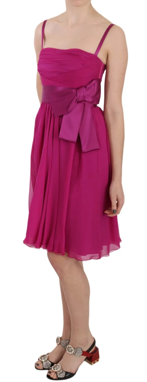 Dolce & Gabbana Women's Elegant Fuchsia Pink Silk Bow Front Dress