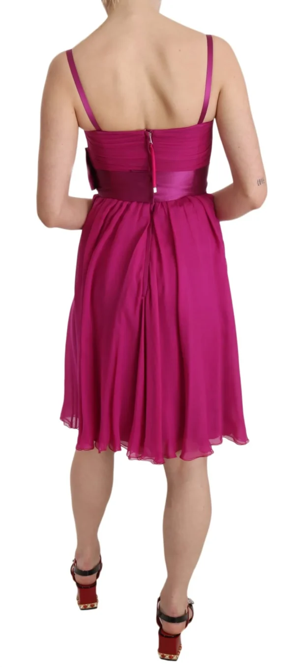 Dolce & Gabbana Women's Elegant Fuchsia Pink Silk Bow Front Dress