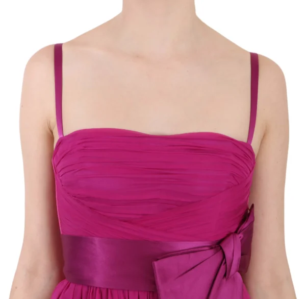 Dolce & Gabbana Women's Elegant Fuchsia Pink Silk Bow Front Dress