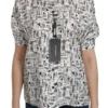 Dolce & Gabbana Women's Musical Instrument Print Silk Collared Top