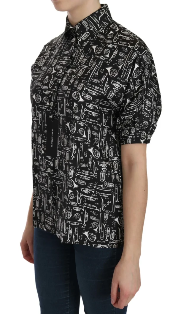 Dolce & Gabbana Women's Elegant Musical Instrument Silk Top