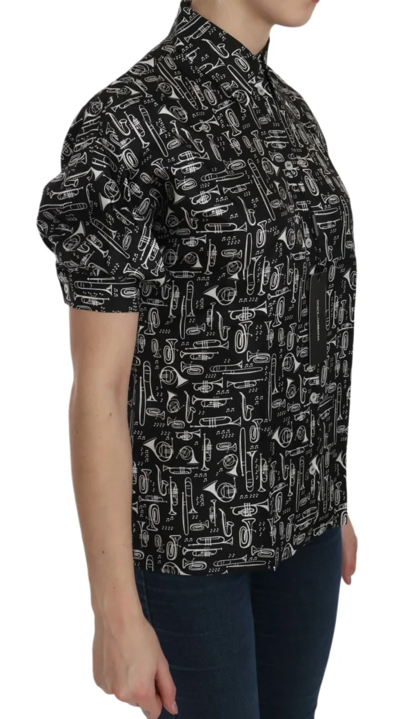 Dolce & Gabbana Women's Elegant Musical Instrument Silk Top