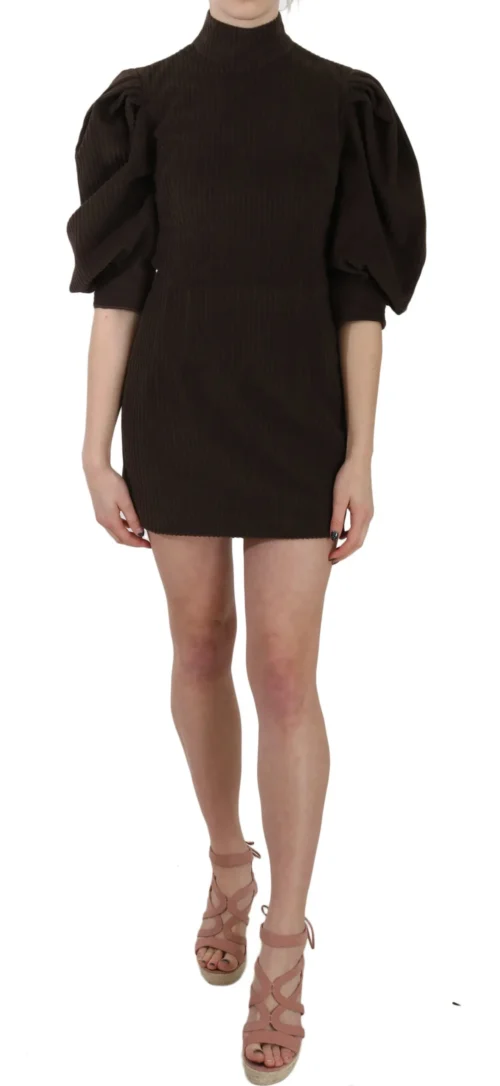 Dolce & Gabbana Women's Chic Brown Corduroy Bodycon Mini Dress