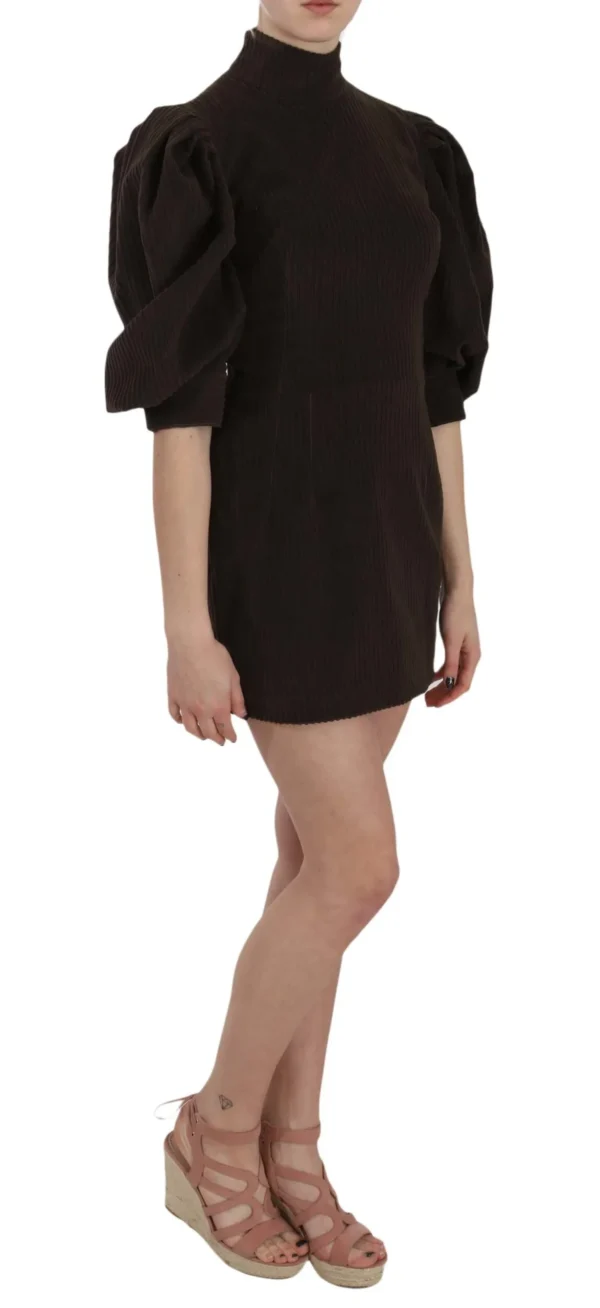 Dolce & Gabbana Women's Chic Brown Corduroy Bodycon Mini Dress