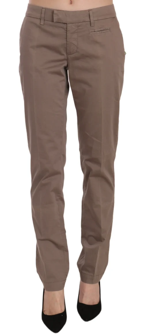 Dondup Women's Chic Brown Straight Cut Trousers