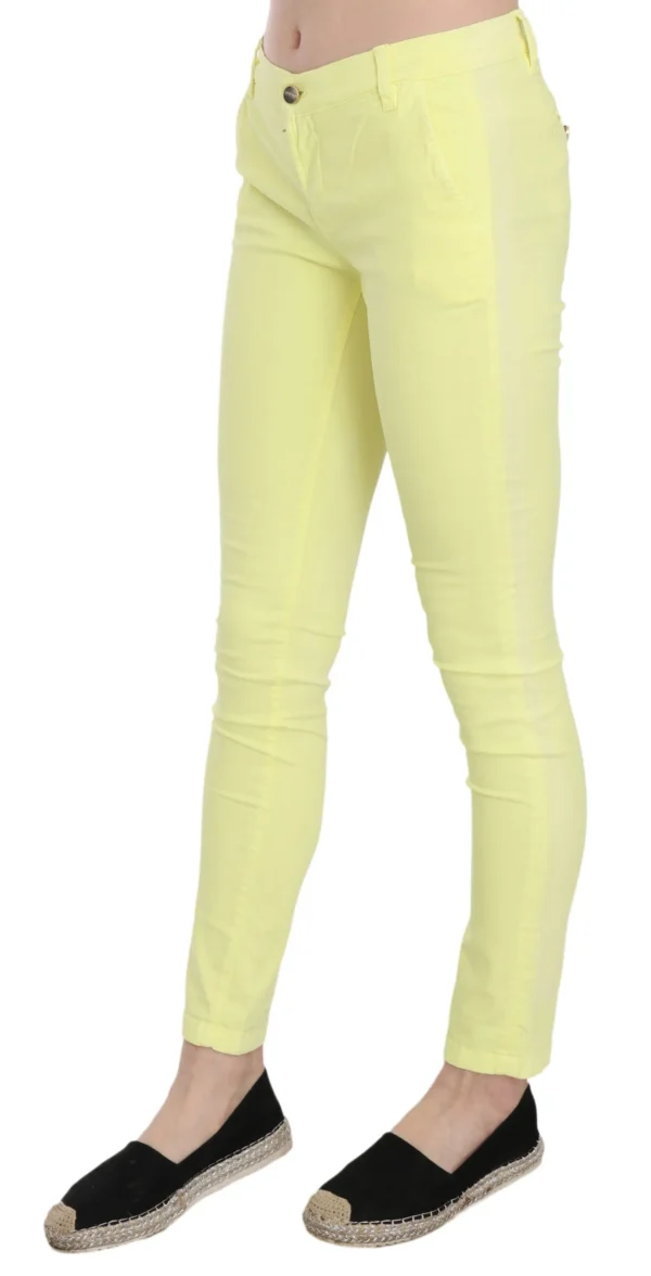 PINKO Women's Chic Yellow Low Waist Skinny Casual Trousers