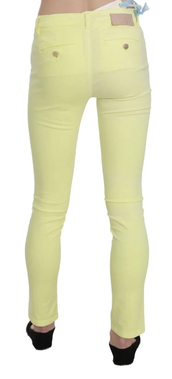 PINKO Women's Chic Yellow Low Waist Skinny Casual Trousers