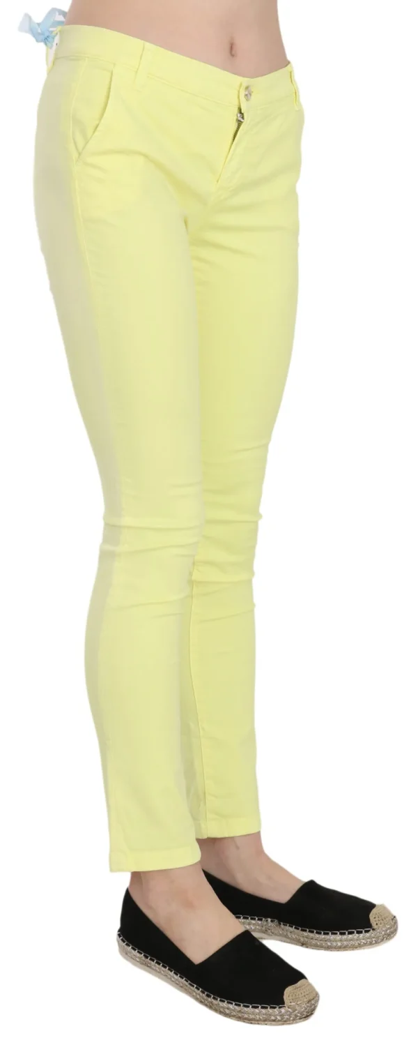 PINKO Women's Chic Yellow Low Waist Skinny Casual Trousers