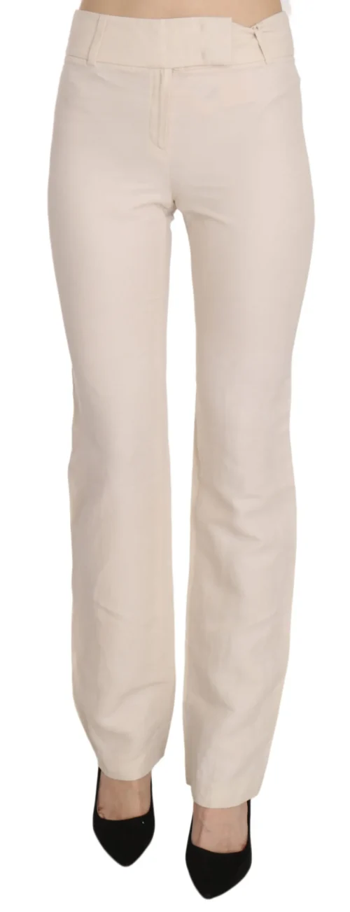 LAUREL Women's Elevated White High Waist Flared Trousers