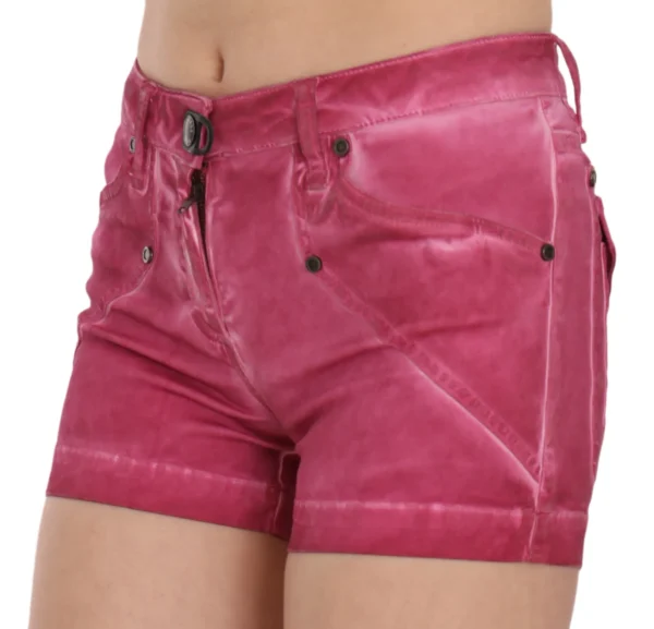 PLEIN SUD Women's Chic Pink Washed Denim Shorts