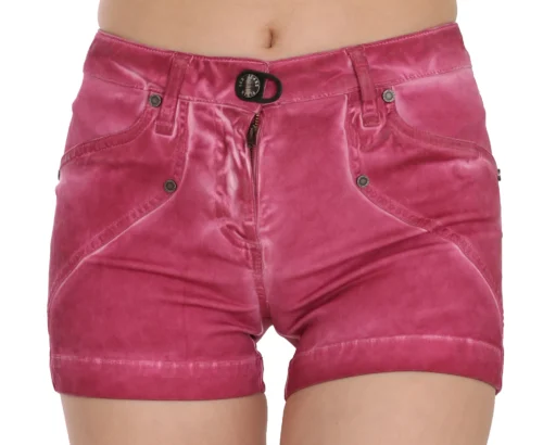 PLEIN SUD Women's Chic Pink Washed Denim Shorts