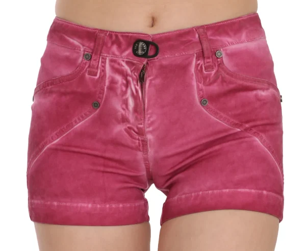 PLEIN SUD Women's Chic Pink Washed Denim Shorts