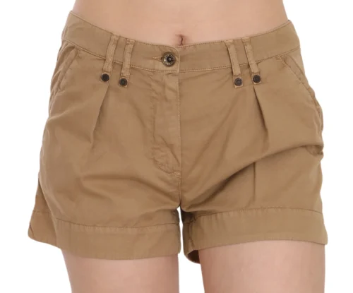 PLEIN SUD Women's Chic Brown Mid Waist Mini Shorts