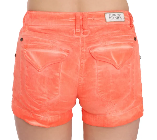 PLEIN SUD Women's Chic Orange Mid Waist Mini Shorts