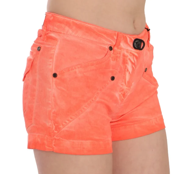 PLEIN SUD Women's Chic Orange Mid Waist Mini Shorts