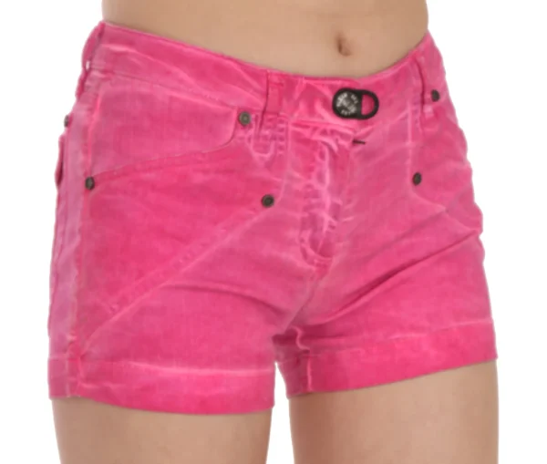 PLEIN SUD Women's Chic Pink Mid Waist Mini Shorts