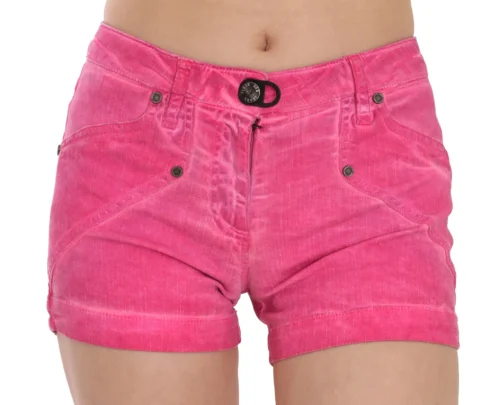 PLEIN SUD Women's Chic Pink Mid Waist Mini Shorts