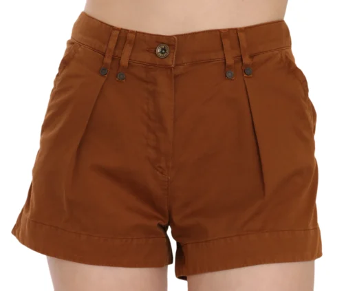 PLEIN SUD Women's Chic Brown Mid Waist Mini Shorts