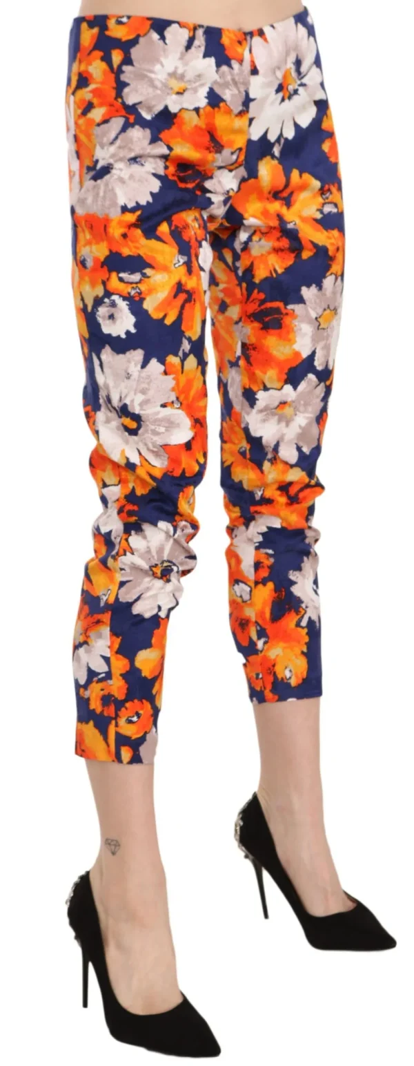 LANACAPRINA Women's Floral Print Skinny Mid-Waist Pants