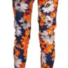 LANACAPRINA Women's Floral Print Skinny Mid-Waist Pants