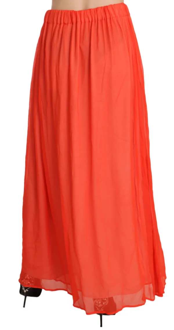 Jucca Women's Elegant Orange Pleated Maxi Skirt