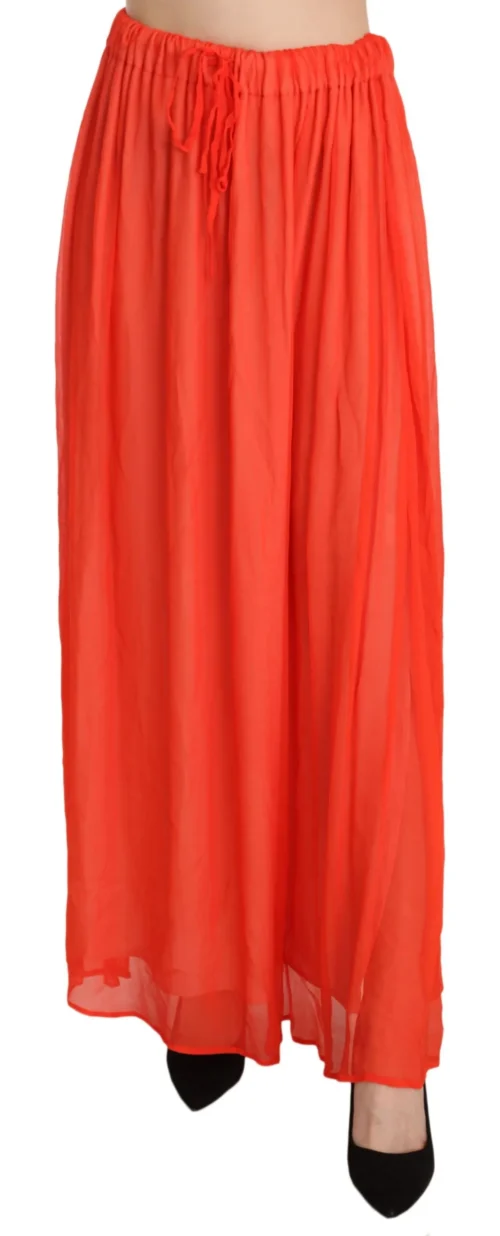 Jucca Women's Elegant Orange Pleated Maxi Skirt
