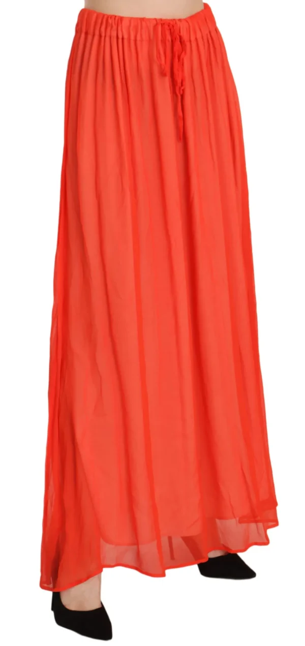 Jucca Women's Elegant Orange Pleated Maxi Skirt