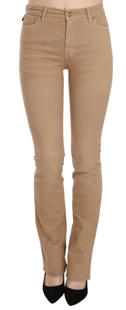 Just Cavalli Women's Chic Brown Mid Waist Skinny Trousers