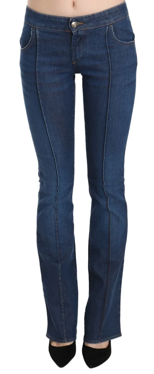 Just Cavalli Women's Chic Blue Washed Boot Cut Denim Pants