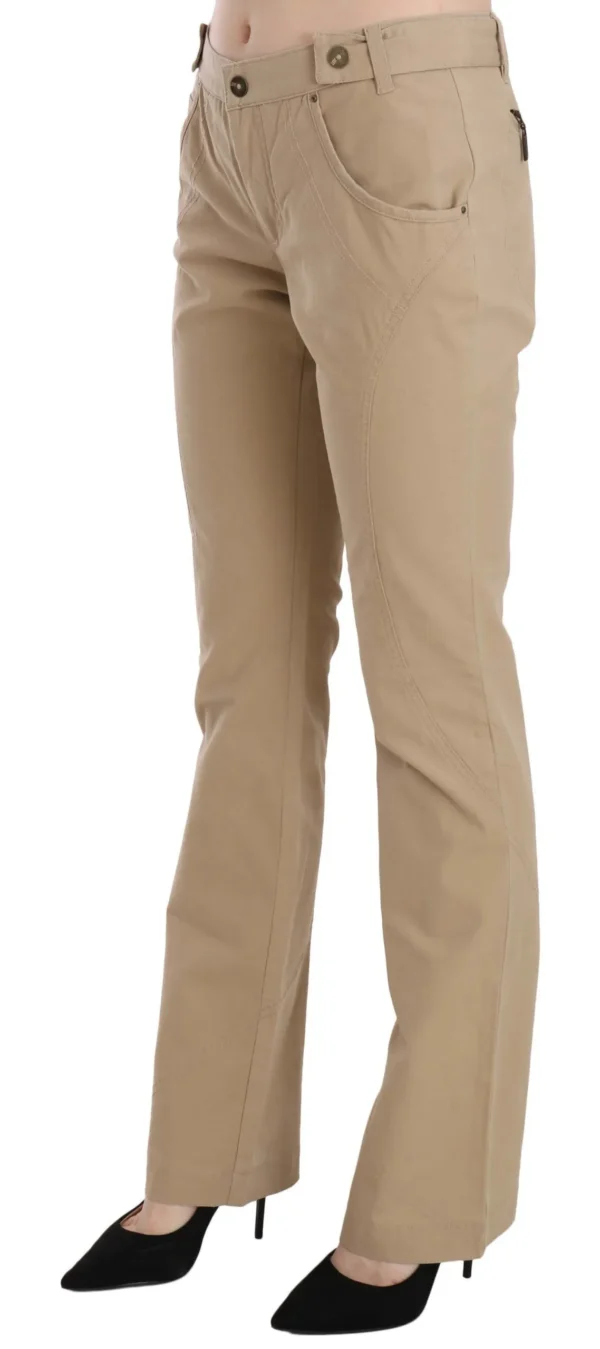 Just Cavalli Women's Beige Mid Waist Straight Leg Pants