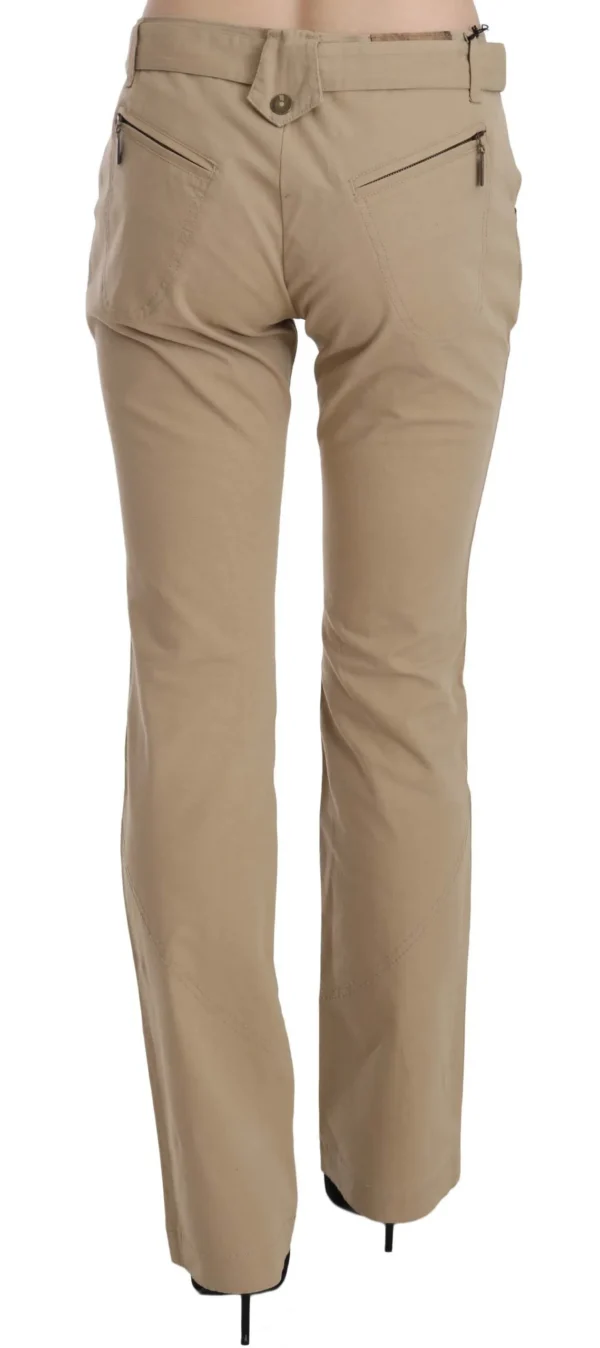 Just Cavalli Women's Beige Mid Waist Straight Leg Pants