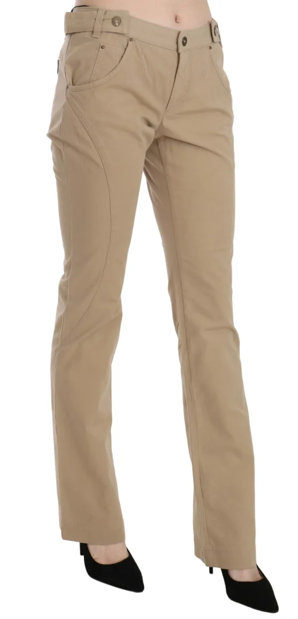 Just Cavalli Women's Beige Mid Waist Straight Leg Pants