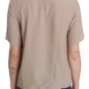 Dolce & Gabbana Women's Elegant Beige Silk Blend Crew Neck Blouse