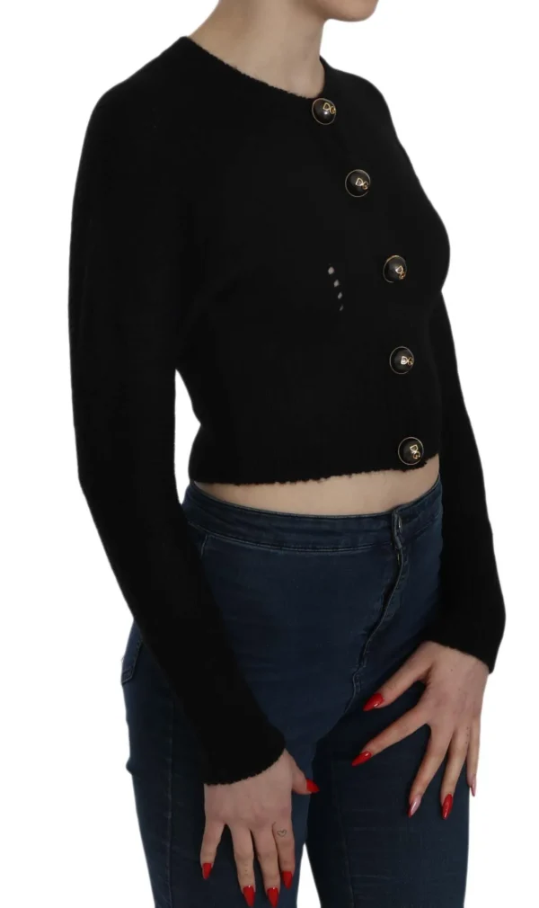 Dolce & Gabbana Women's Chic Black Cropped Cardigan with Button Details