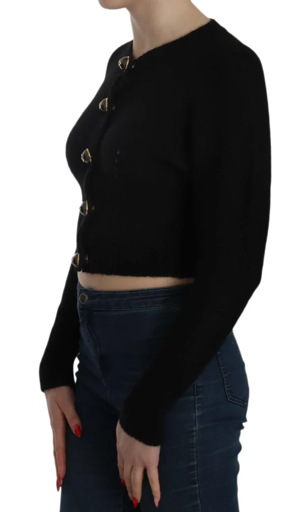 Dolce & Gabbana Women's Chic Black Cropped Cardigan with Button Details