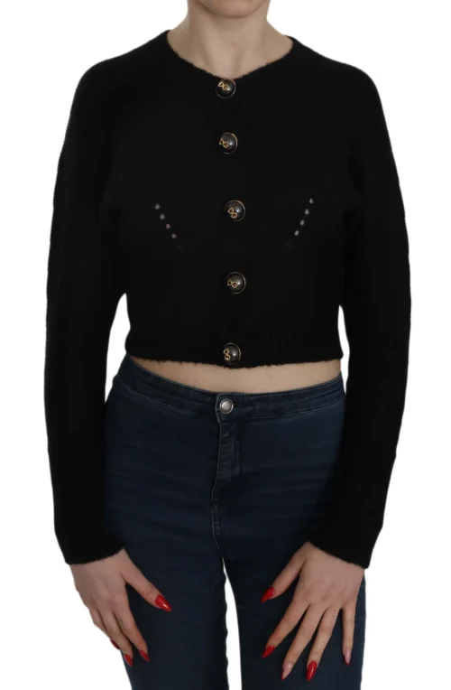 Dolce & Gabbana Women's Chic Black Cropped Cardigan with Button Details