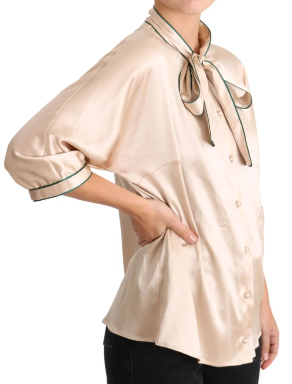 Dolce & Gabbana Women's Elegant Beige Silk Blend Blouse Top