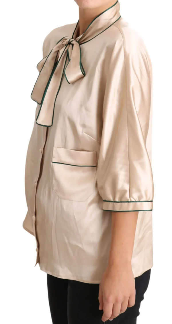 Dolce & Gabbana Women's Elegant Beige Silk Blend Blouse Top