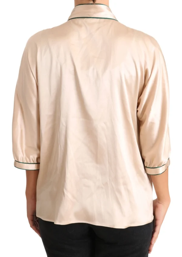 Dolce & Gabbana Women's Elegant Beige Silk Blend Blouse Top