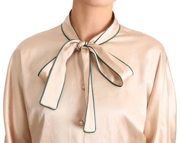Dolce & Gabbana Women's Elegant Beige Silk Blend Blouse Top