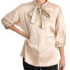 Dolce & Gabbana Women's Elegant Beige Silk Blend Blouse Top