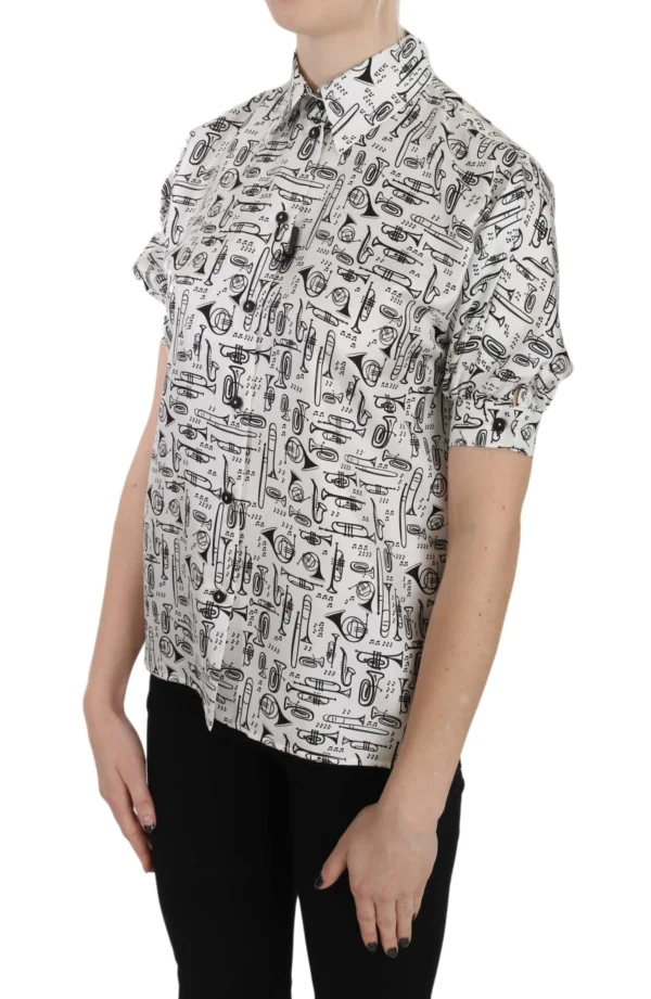 Dolce & Gabbana Women's Elegant Trumpet Print Silk Blouse