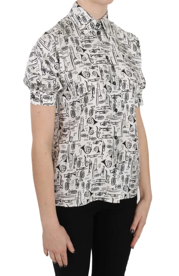 Dolce & Gabbana Women's Elegant Trumpet Print Silk Blouse