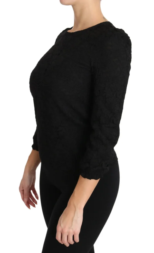 Dolce & Gabbana Women's Elegant Black Floral Crewneck Blouse