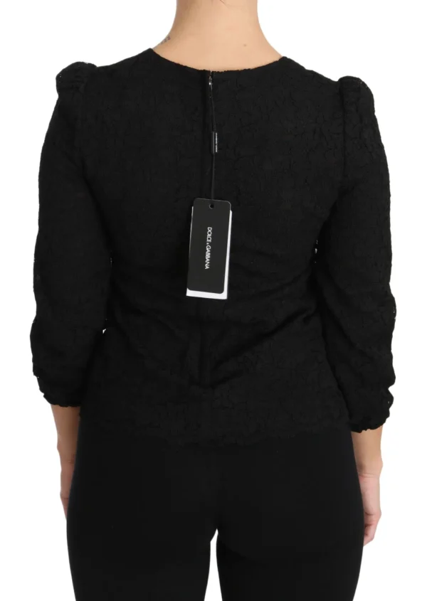 Dolce & Gabbana Women's Elegant Black Floral Crewneck Blouse
