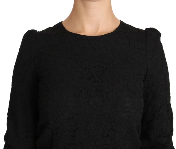 Dolce & Gabbana Women's Elegant Black Floral Crewneck Blouse