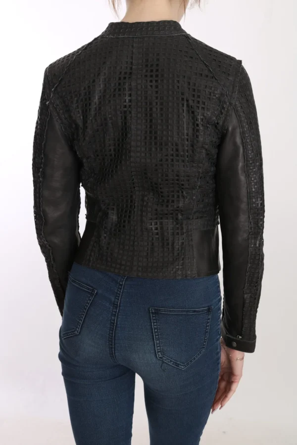 Dolce & Gabbana Women's Elegant Black Leather Biker Jacket