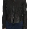 Dolce & Gabbana Women's Elegant Black Leather Biker Jacket